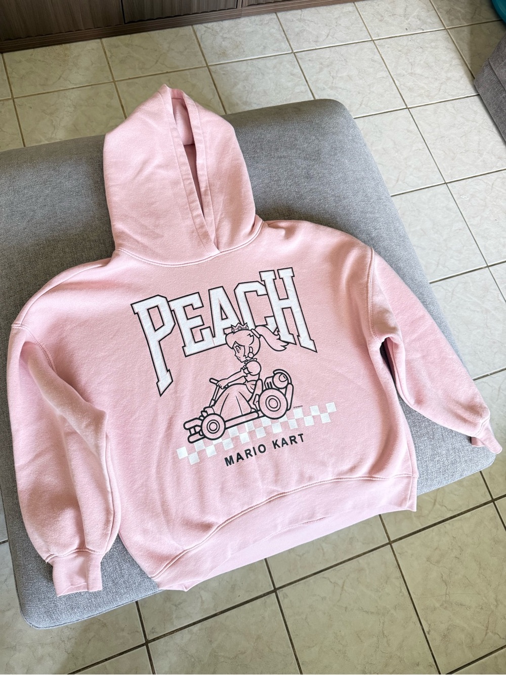Peach Mario Kart Pink Kids Hoodie